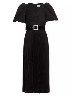 Жаккардовое платье миди Lorraine в горошек с поясом Rebecca Vallance, черный