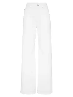 Свободные джинсы из эластичного денима с пятью карманами и блестящей лентой Brunello Cucinelli, белый