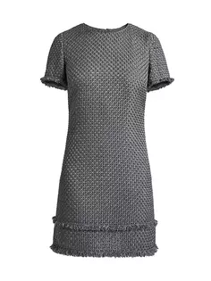 Твидовое платье прямого кроя с короткими рукавами Santorelli, антрацит