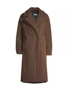 Двубортное пальто из искусственного меха Anoushka Apparis, цвет mineral