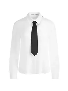 Шелковая шифоновая рубашка с галстуком Willa Alice + Olivia, черный