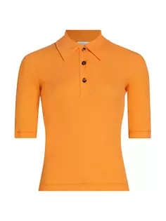 Рубашка поло из хлопкового трикотажа в рубчик Rosetta Getty, цвет tangerine