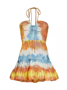 Окрашенное мини-платье Naim с воротником халтер Alexis, цвет desert indigo