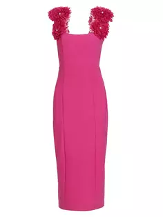 Платье миди Gabby с цветочной аппликацией Elliatt, ярко-розовый