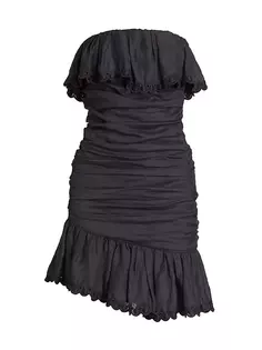 Мини-платье Oxani без бретелек со сборками Isabel Marant, черный