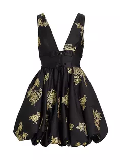 Мини-платье с бантом и эффектом металлик Marchesa Notte, цвет black gold