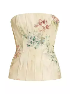 Джинсовое бюстье Evia с цветочным принтом Ralph Lauren Collection, цвет faded floral