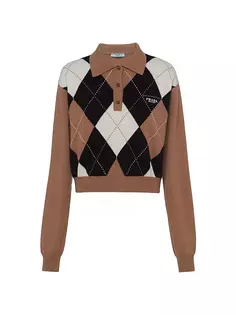 Кашемировый свитер с воротником-поло Prada, коричневый