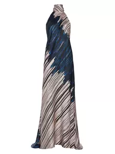 Шелковое платье Sherry с высоким воротником Silvia Tcherassi, цвет indigo linear wash
