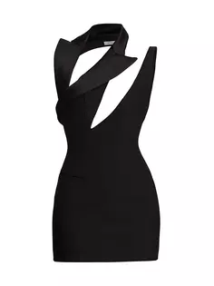 Облегающее мини-платье с деконструированными лацканами Laquan Smith, черный