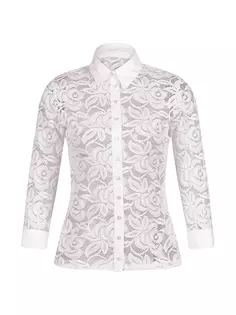 Кружевная блузка Vaerys с цветочным принтом Anne Fontaine, белый