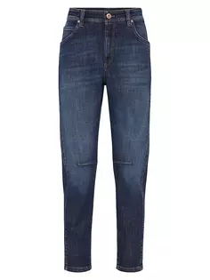 Узкие зауженные джинсы Comfort Denim с блестящей закрепкой Brunello Cucinelli, синий