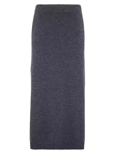 Трикотажная юбка из натуральной шерсти, кашемира и шелка Brunello Cucinelli, цвет lead