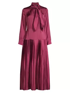 Плиссированное платье миди с завязками на шее Misook, цвет african violet