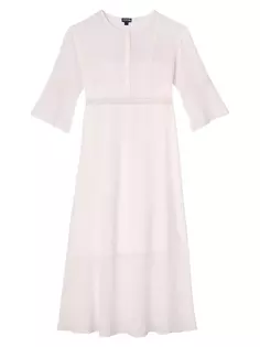 Шелковое платье макси Lysis с вышивкой пейсли Vilebrequin, цвет craie