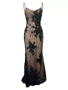 Платье-русалка из тюля с цветочным принтом Giovana Dress The Population, черный