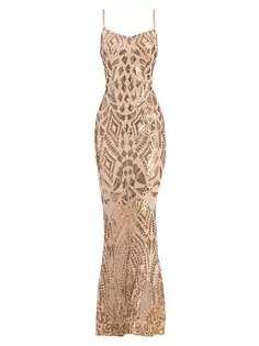 Платье-русалка Giovanna с пайетками Dress The Population, цвет gold beige
