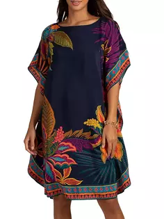 Платье-туника из тропического шелка Global Trina Turk, мультиколор