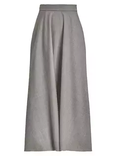 Шерстяная юбка-миди Erica из камвольной ткани Ralph Lauren Collection, серый