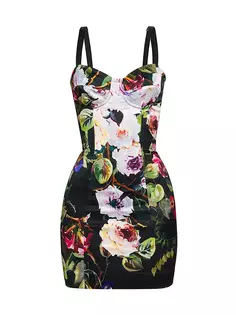 Мини-платье-бюстье с цветочным принтом Dolce&amp;Gabbana, цвет roseto nero