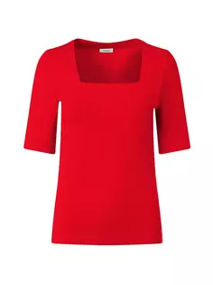 Блузка с квадратным вырезом и короткими рукавами Akris Punto, красный