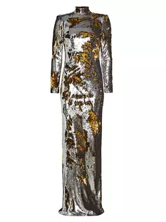 Платье Sunny с открытой спиной и пайетками Michael Costello Collection, цвет gold silver sequin