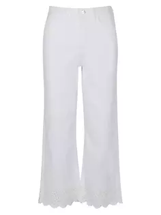 Широкие укороченные джинсы стрейч Jen7, белый