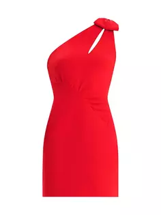 Мини-платье на одно плечо с бантом Zac Posen, цвет rouge