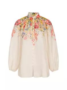 Блузка Alight с цветочным принтом и объемными рукавами Zimmermann, цвет ivory floral