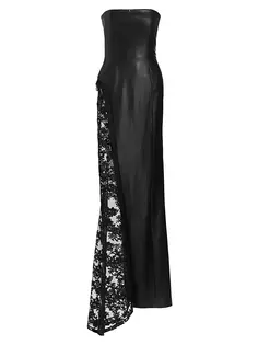 Платье Retha без бретелек из веганской кожи и пайеток Alice + Olivia, черный