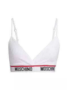 Бюстгальтер без косточек с треугольными чашками и логотипом Core Moschino, белый