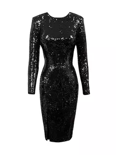 Платье длиной до колена с пайетками Natalie Dress The Population, черный