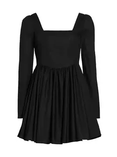 Мини-платье Marie из эластичного хлопка с длинными рукавами Wayf, черный