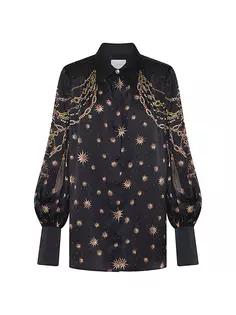 Шелковая блузка с цепочкой и звездами Camilla, цвет soul of a star gazer