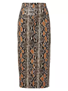 Юбка-карандаш из искусственной кожи Kaliyah со змеиным принтом Veronica Beard, мультиколор