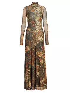 Платье макси Ember с абстрактным узором Ronny Kobo, цвет bronze combo
