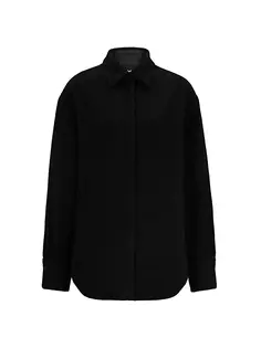 Куртка-рубашка оверсайз из смесовой шерсти Boss, черный