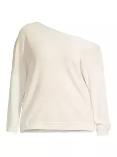 Кашемировый свитер с открытыми плечами Minnie Rose, Plus Size, белый