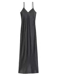 Шелковое приталенное платье макси Frame, цвет noir