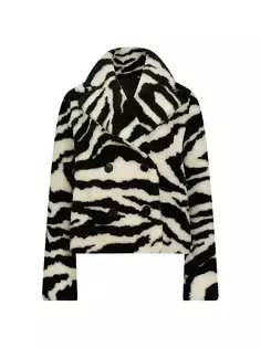 Полосатая шерстяная куртка из искусственного меха Madrid Dawn Levy, цвет black cream zebra