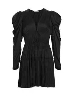 Атласное мини-платье Lu со складками Ulla Johnson, цвет noir