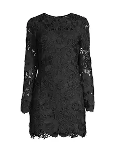 Кружевное мини-платье Nessa с объемным принтом Milly, черный
