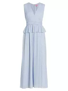 Шифоновое платье с V-образным вырезом и воланами Ldt, цвет bluebell