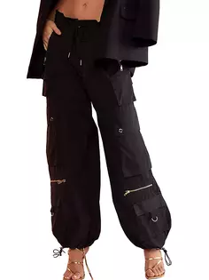 Свободные нейлоновые брюки-карго Cynthia Rowley, черный