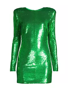 Мини-платье Alessia с длинными рукавами и пайетками Bardot, цвет bright green