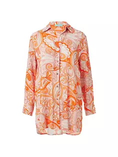 Рубашка на пуговицах Paige с узором пейсли Melissa Odabash, цвет mirage orange