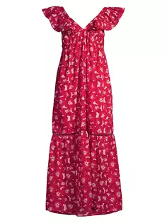 Хлопковое платье макси с цветочным принтом Jasmin Ro&apos;S Garden, мультиколор
