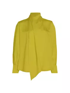 Платковая шелковая блузка с шармезом Adam Lippes, цвет citrine