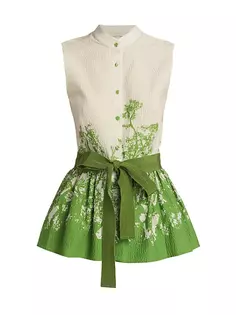 Блуза из эластичного хлопка Colony с поясом и присосками Silvia Tcherassi, цвет green cyprus