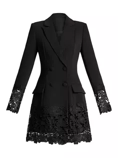 Мини-платье из кружевного пиджака Zac Posen, черный